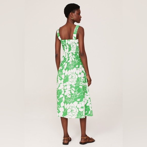 NWOT RAILS Seville Green Lotus Smocked Drop Waist Midi Dress 💚 Large - Picture 8 of 16